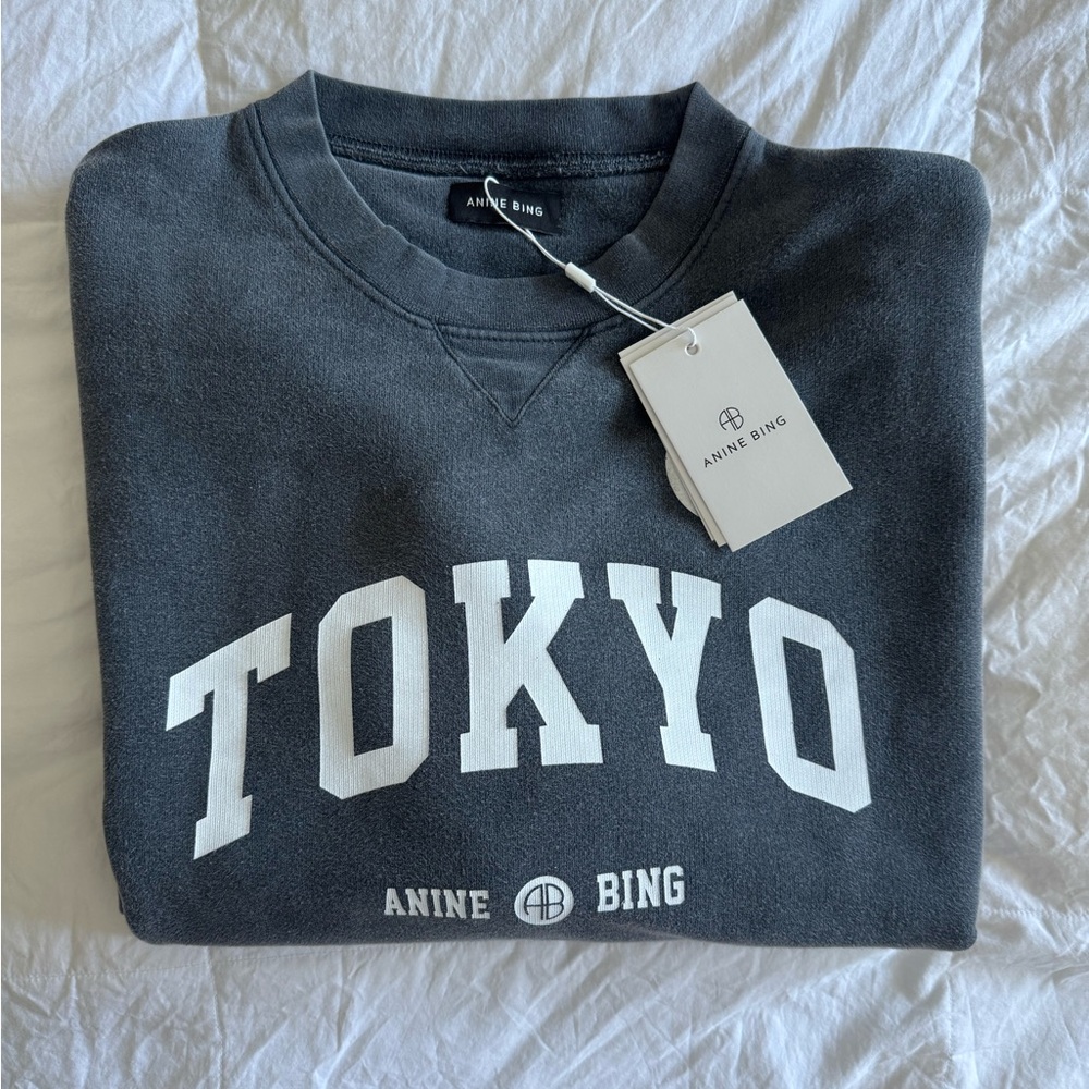 Anine Bing Gray Crewneck Sweatshirt Tokyo